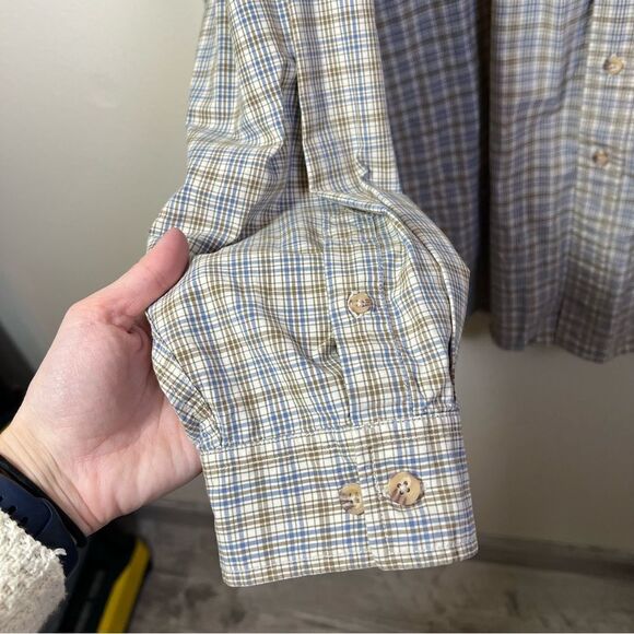 ✨ Carhartt Men’s Plaid Button Down Shirt Tan Blue 2XL Tall - Picture 5 of 10